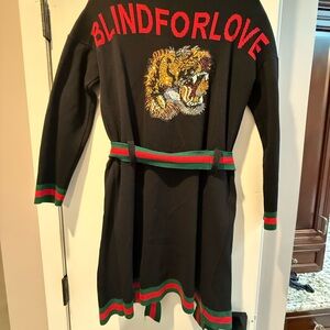 Blind for love- Designer inspired Black Tiger Embroidered cardigan